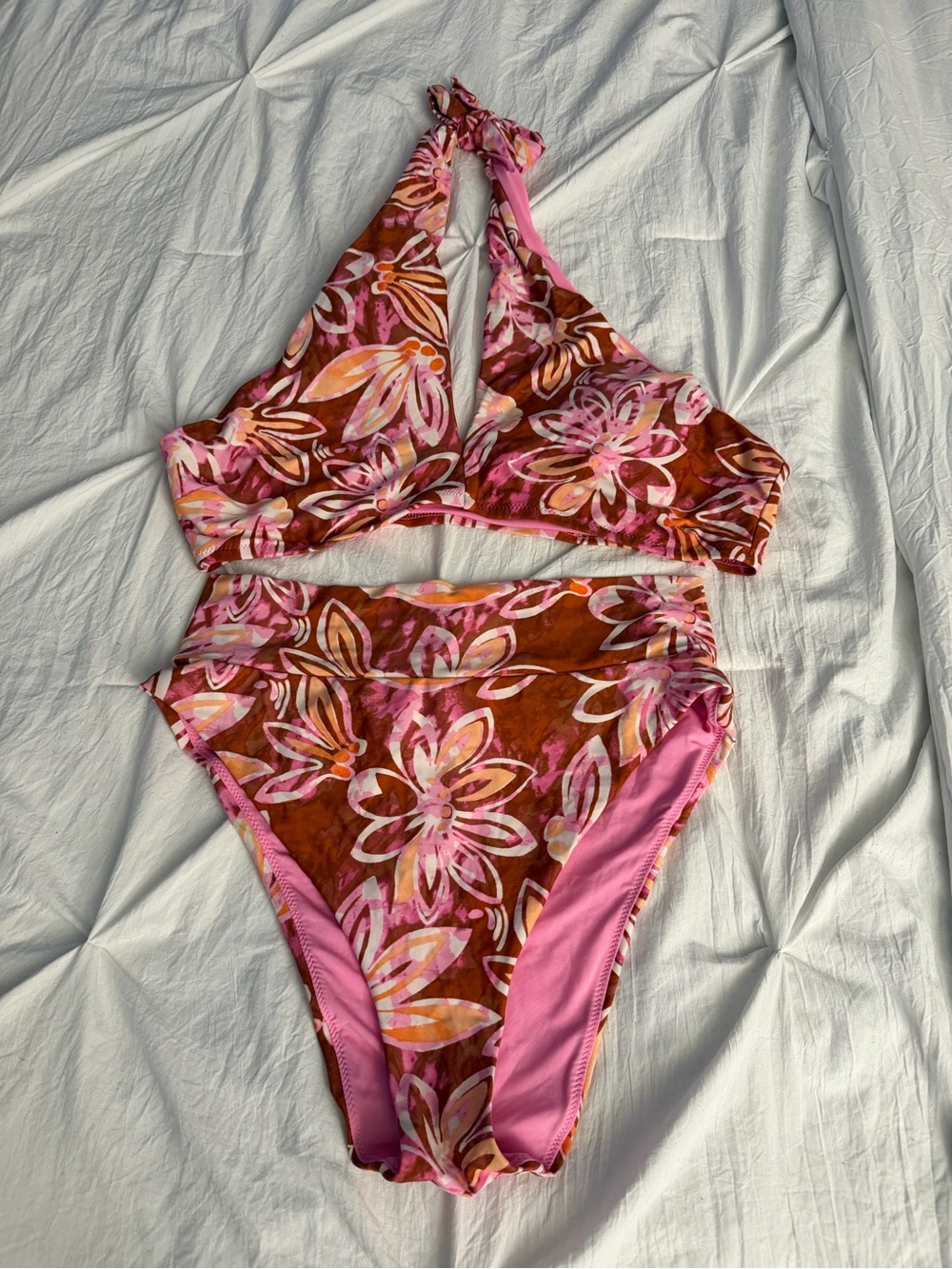 aerie - Pink Floral High-Waist Bikini Set